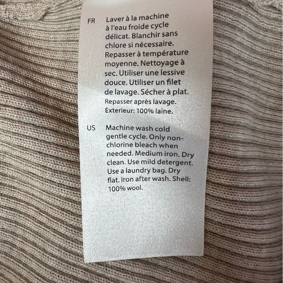 COS Open Tie Front Ribbed Wool Wrap Cardigan in Light Beige, size S - Picture 10 of 12